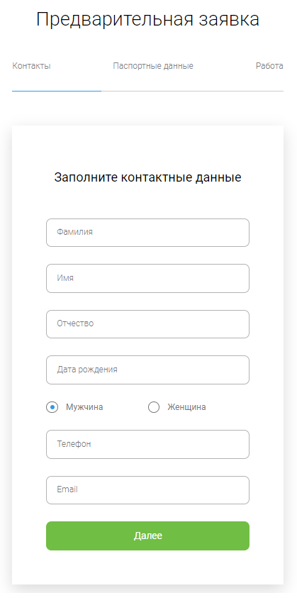Подача заявки на сайте dengisrazy.ru